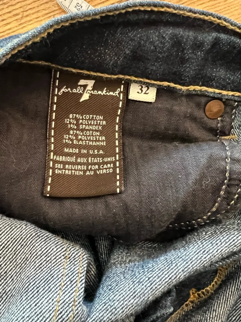 7 For All Mankind Dojo Dark Blue Jeans Size 32 - Picture 6 of 8